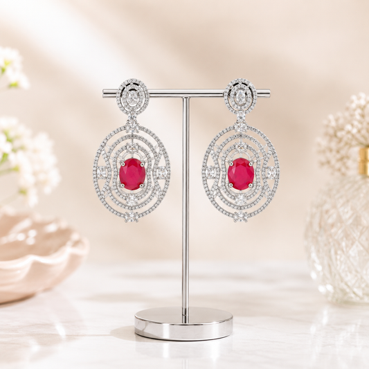 28685 Platinum Red Earrings