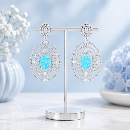 28692 Platinum Mint Blue Earrings