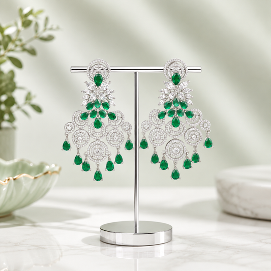 40068 Platinum Green Earrings