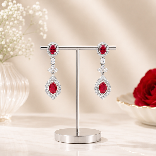 28945 Platinum Red Earrings