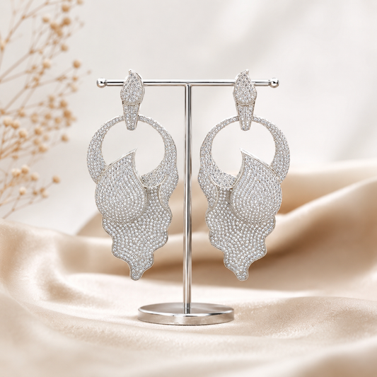 23674 Platinum Full White Fancy Earrings