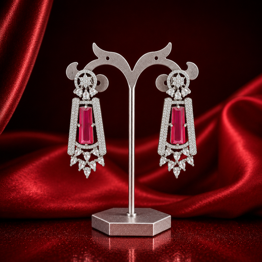 29012 Platinum Red Fancy Earrings