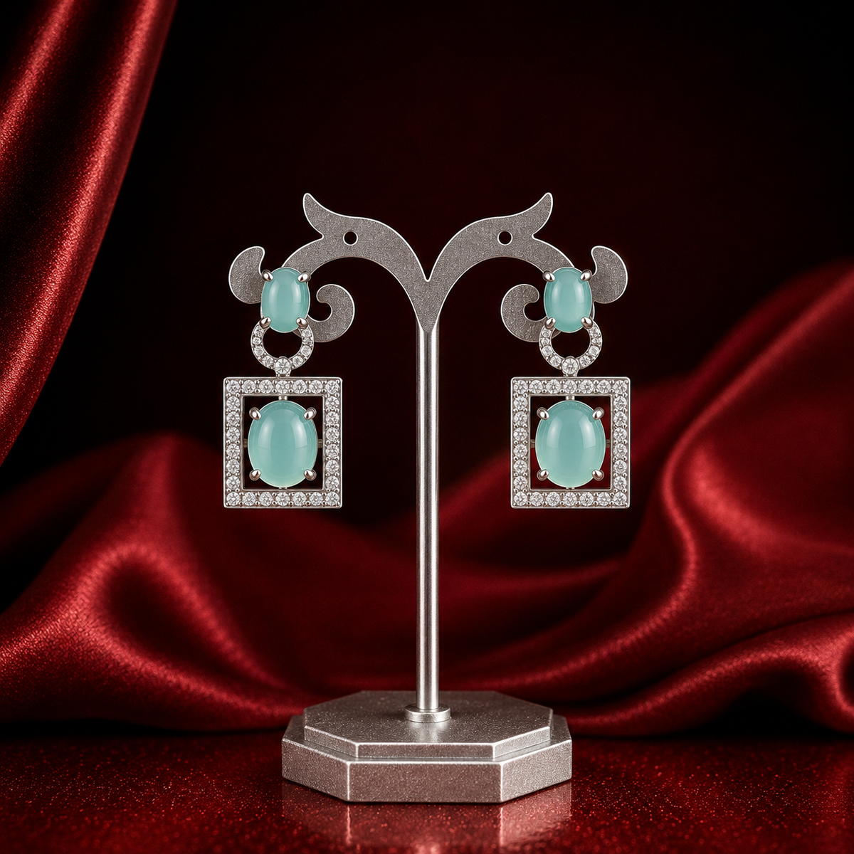28707 Platinum Mint Blue Earrings
