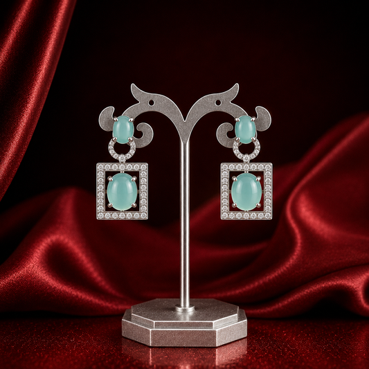 28707 Platinum Mint Blue Earrings