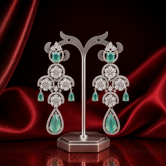 40070 Mint Green Platinum Big Earrings
