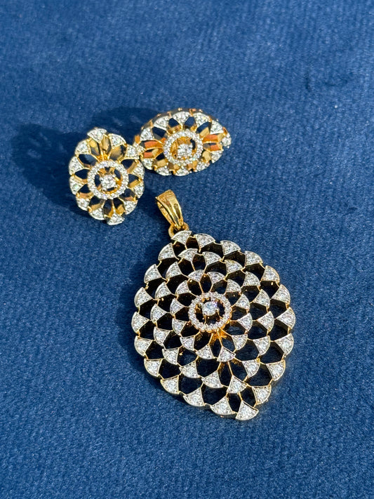 39716 Real diamond look pendant sets