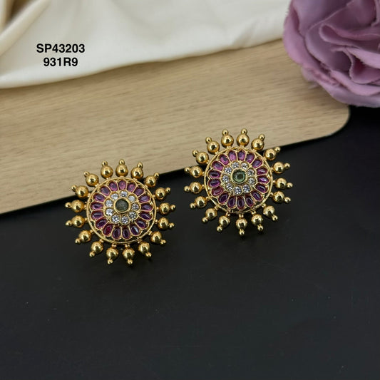 Multi Colour Kemp stone Mahanati design studs with push back 43203