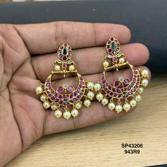 Multi Color Kemp stones Mango Design Chandbali 43206