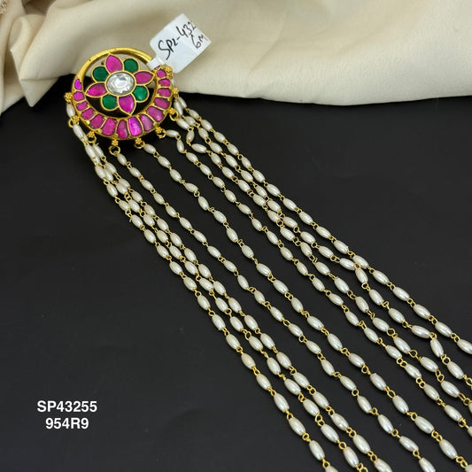 Jadau Kundan Premium Hair Jada with Rice pearls lines 43255