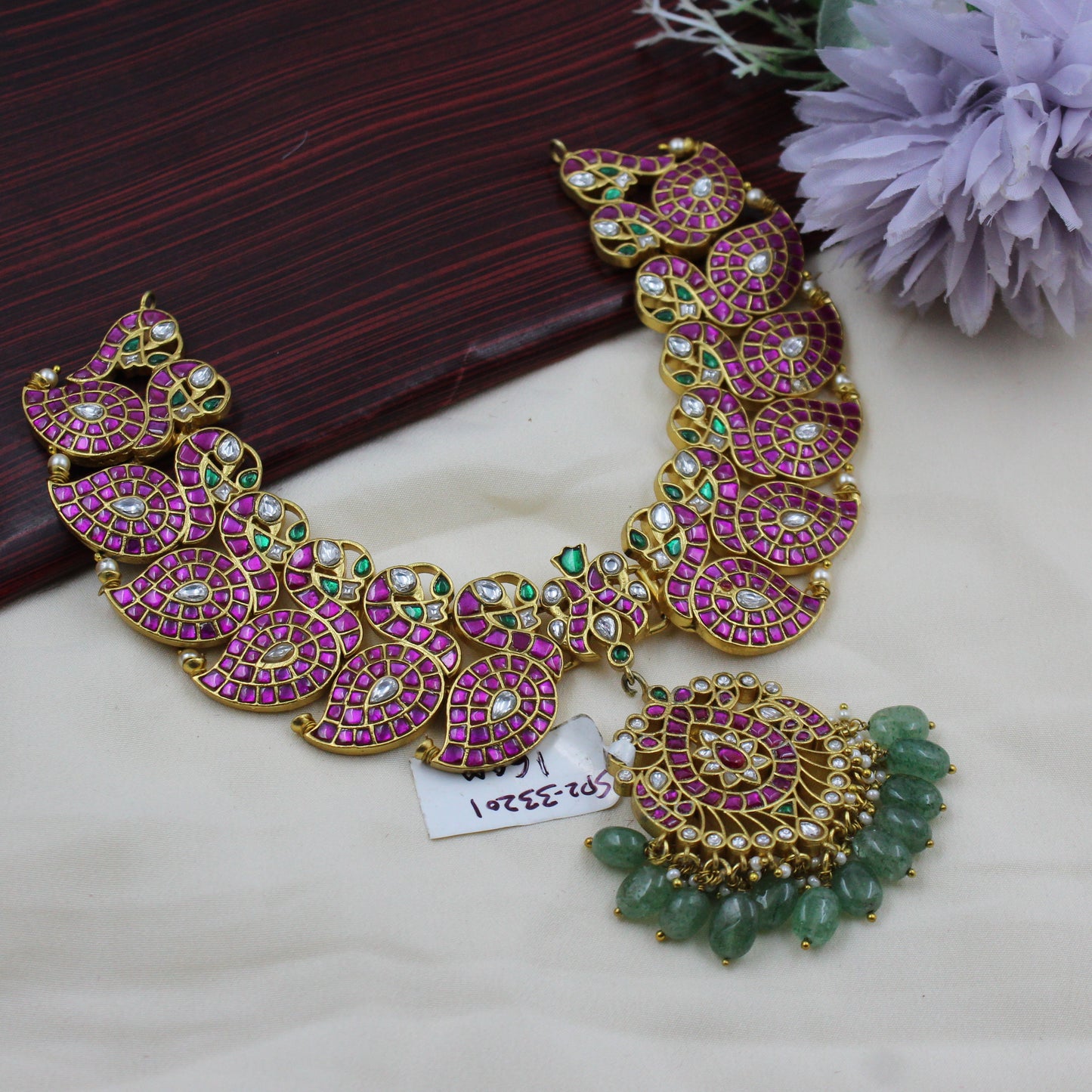 Jadau peacock necklace