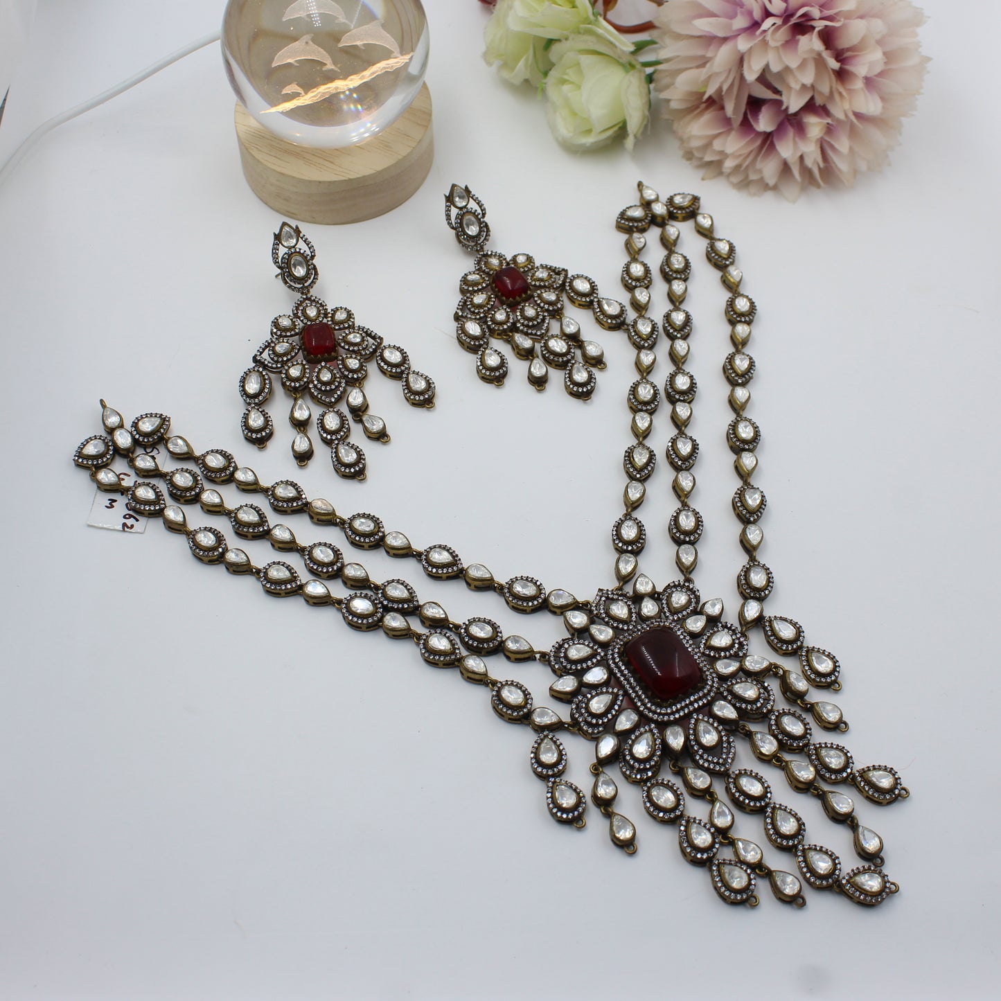 31862 Victorian 3 Layers Duplet Stone Red