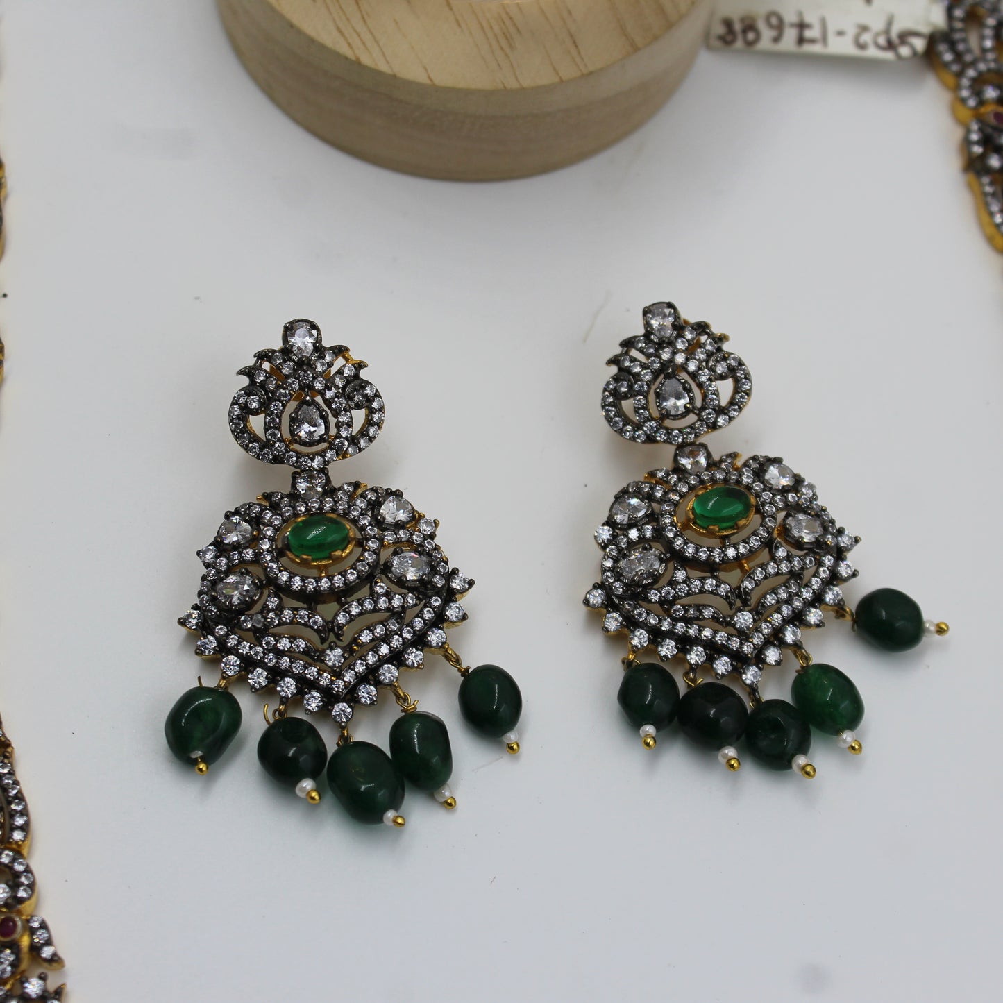 Victorian Elephant Peacock Green Long Necklace