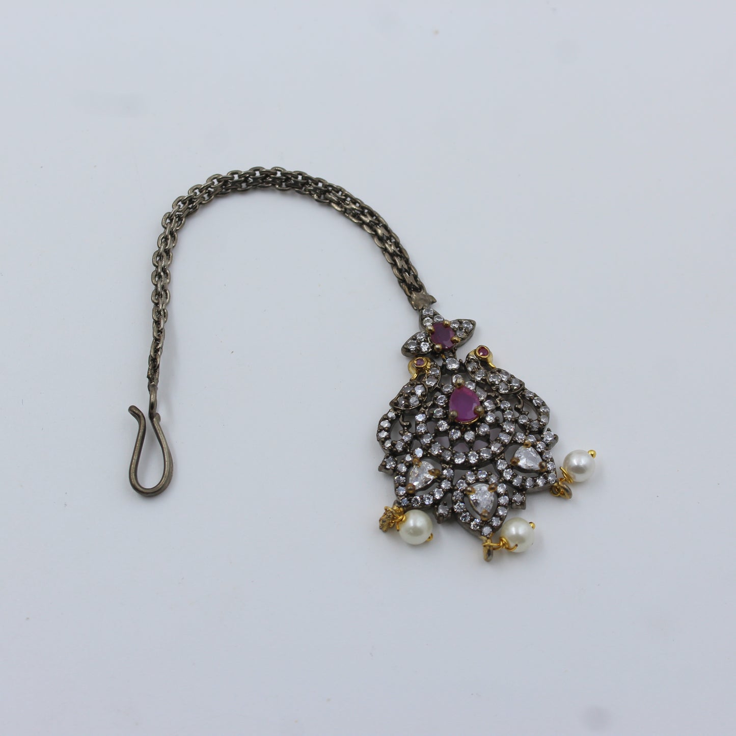 16768 Victorian Double Peacock eacock Combo Red Necklace Set