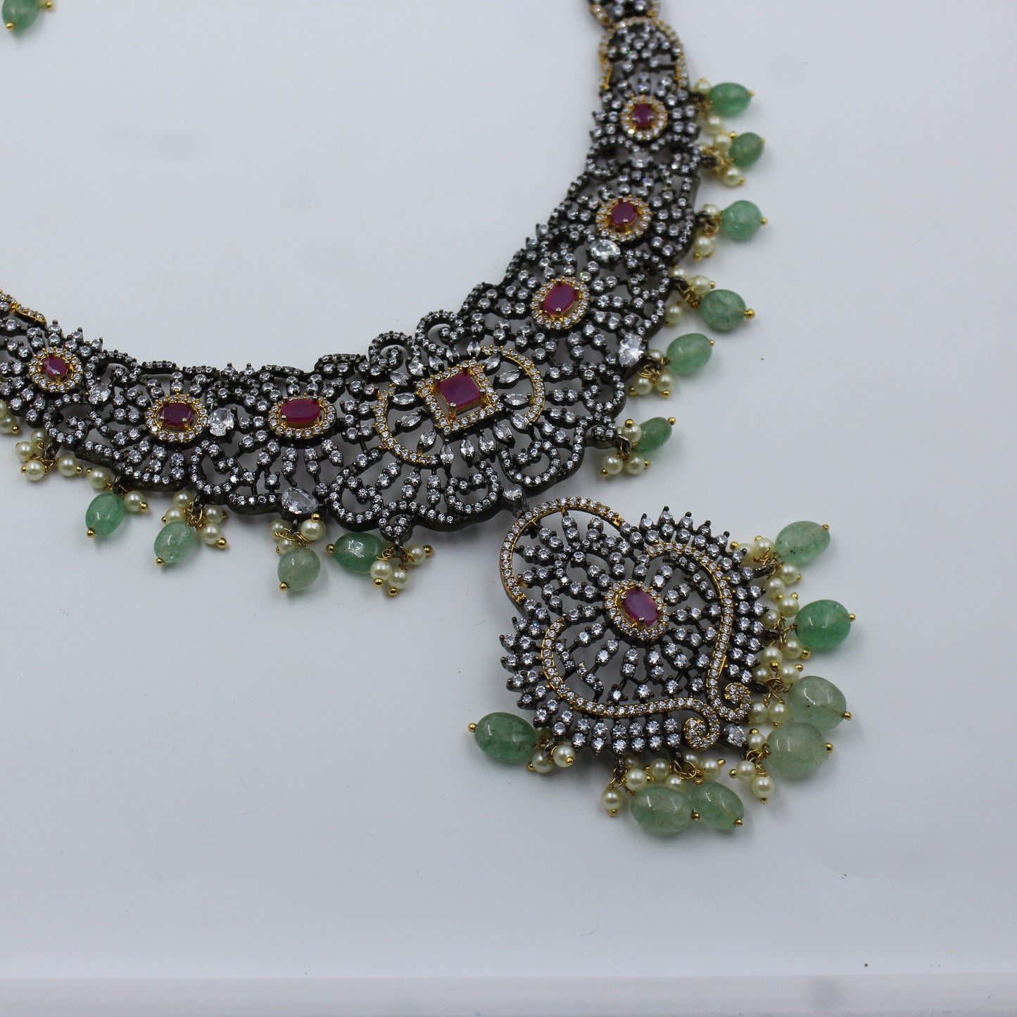 Victorian Black Polish Long Necklace