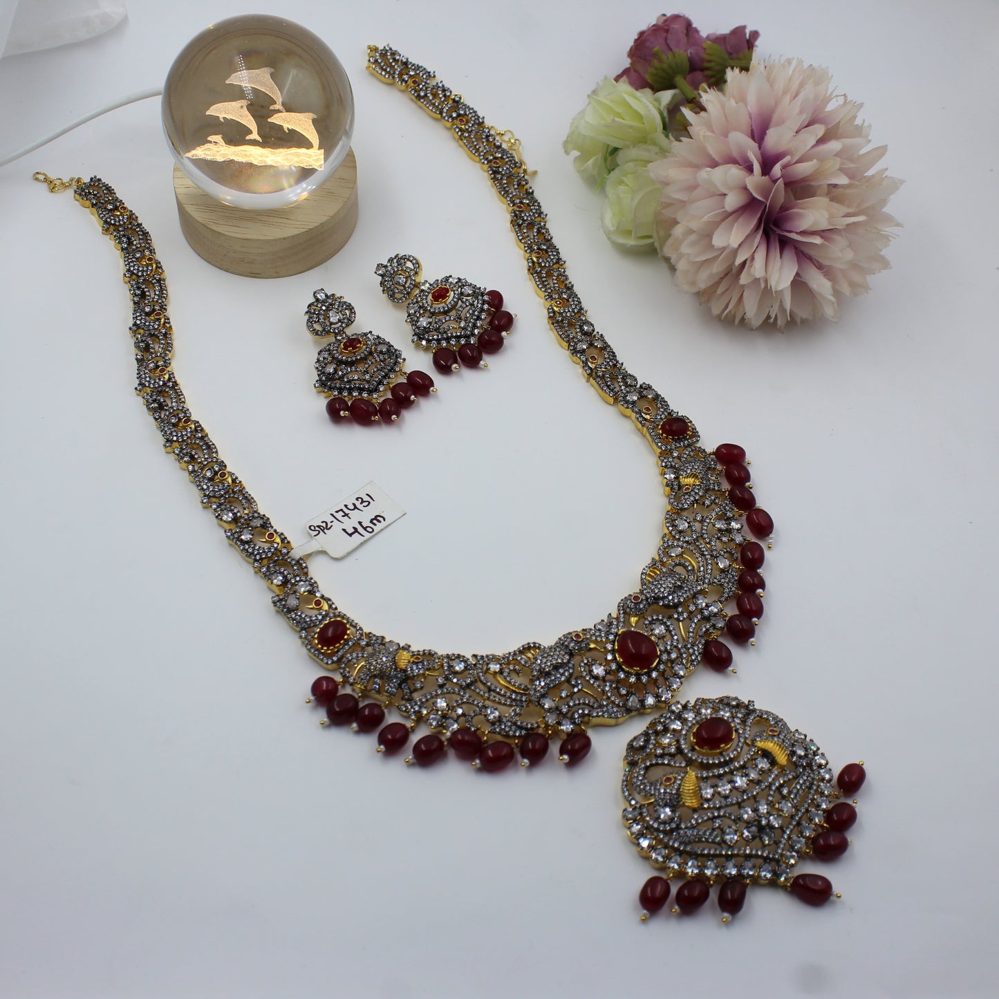 Victorian Peacock long necklace