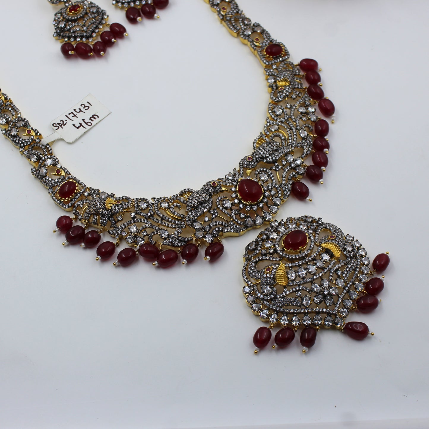 Victorian Peacock long necklace