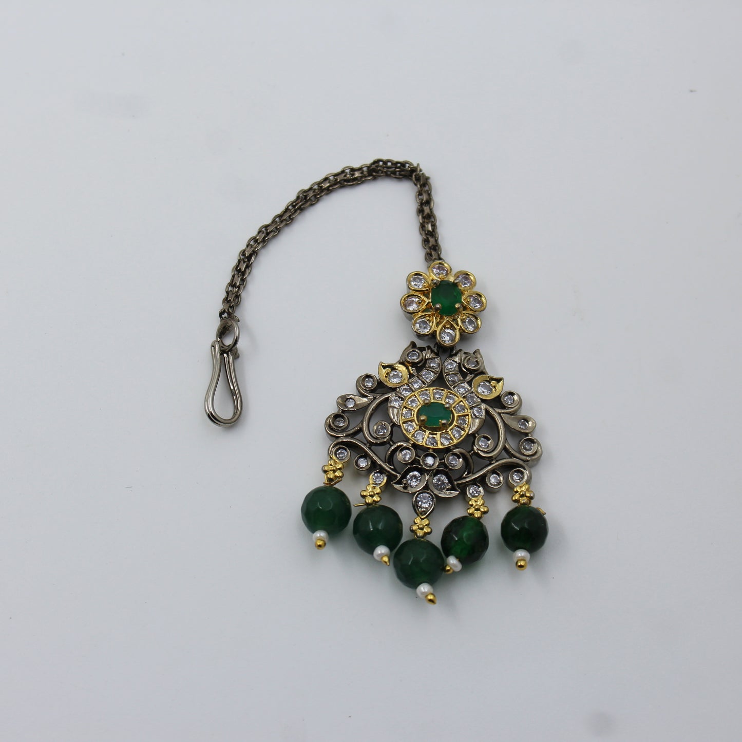 Victorian Double Peacock Green Combo Necklace Set