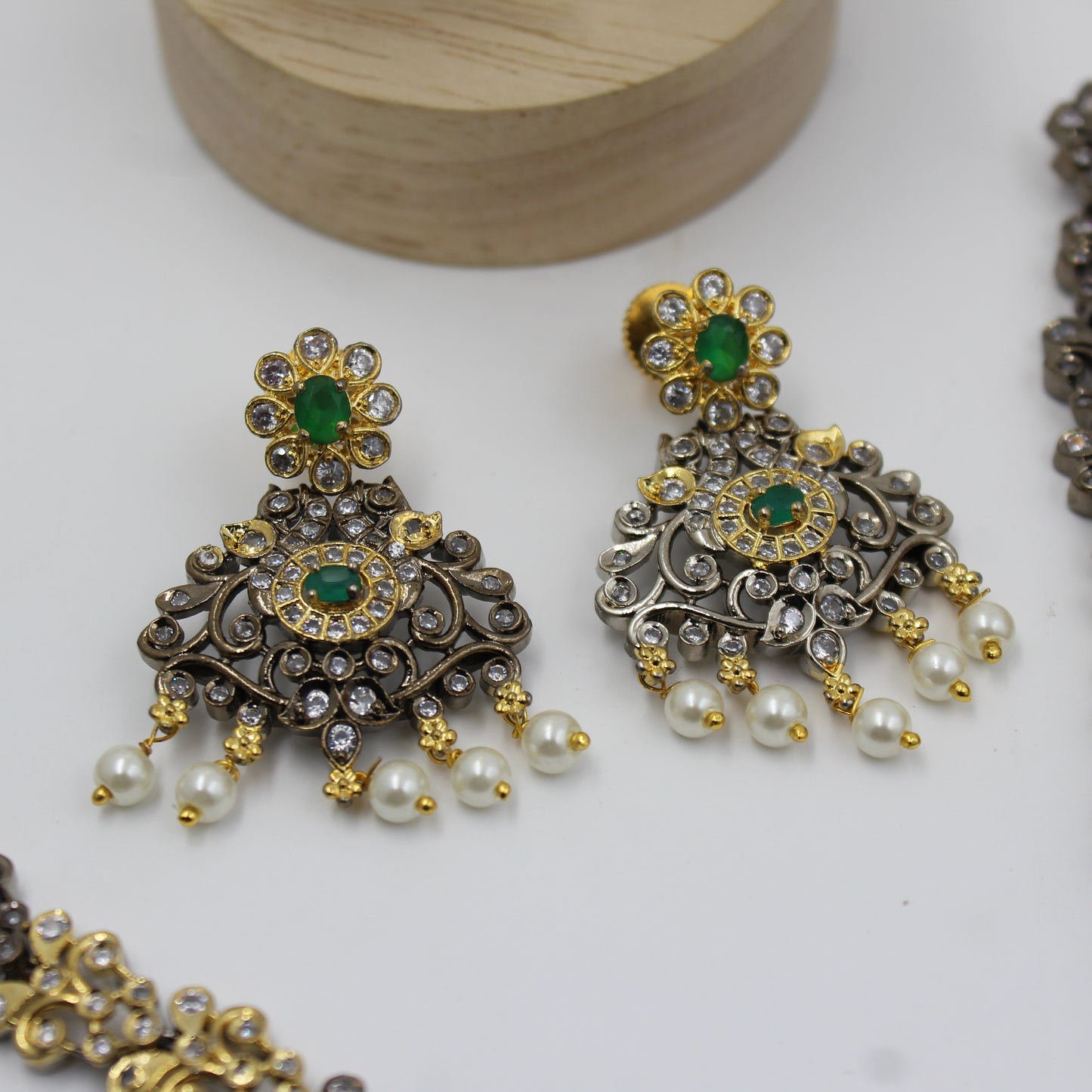 Victorian Double Peacock Red Combo Necklace Set