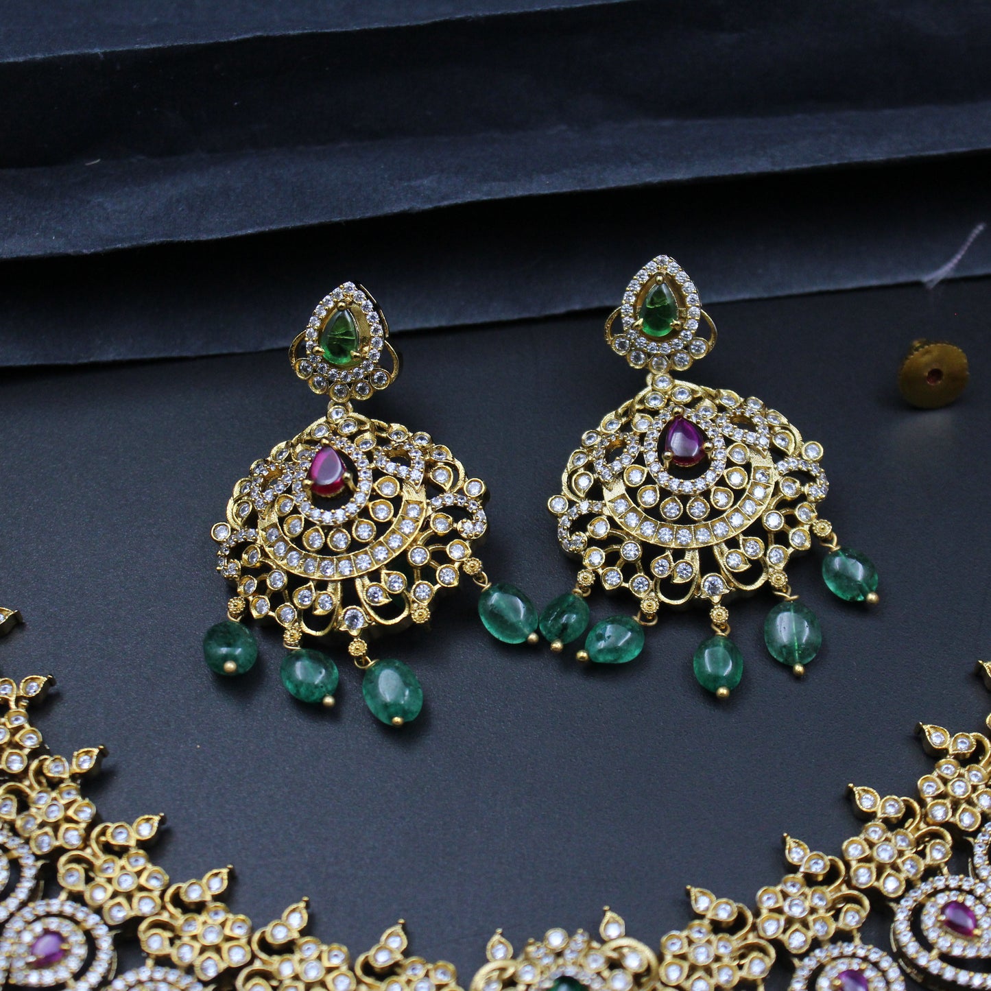 38992 Multi Mango necklace with Chandbali Earrings