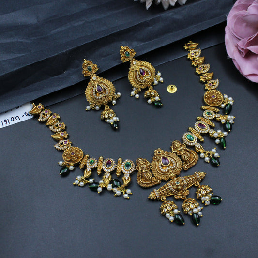 40161 Nakshi simple short necklace with earrings