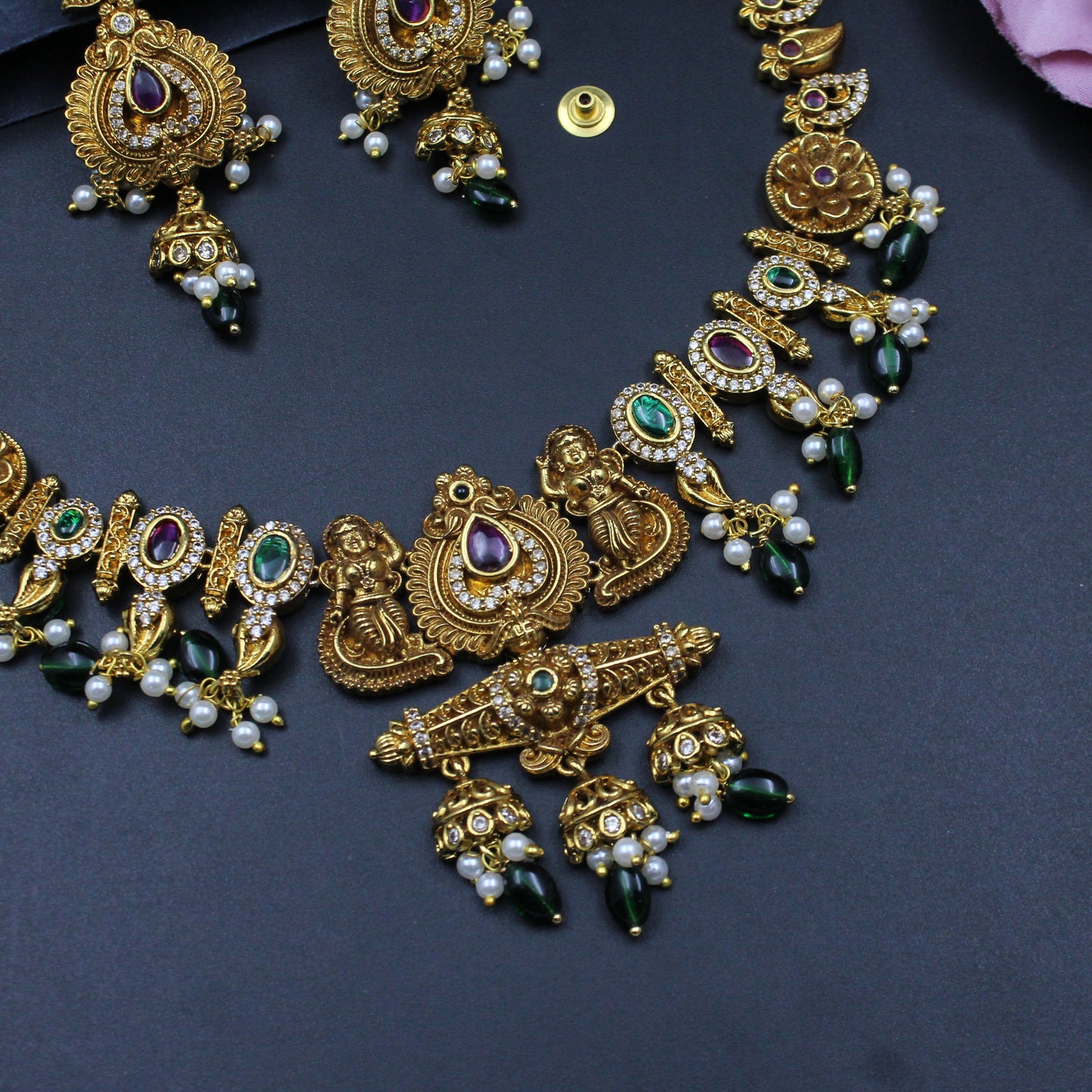 40161 Nakshi simple short necklace with earrings