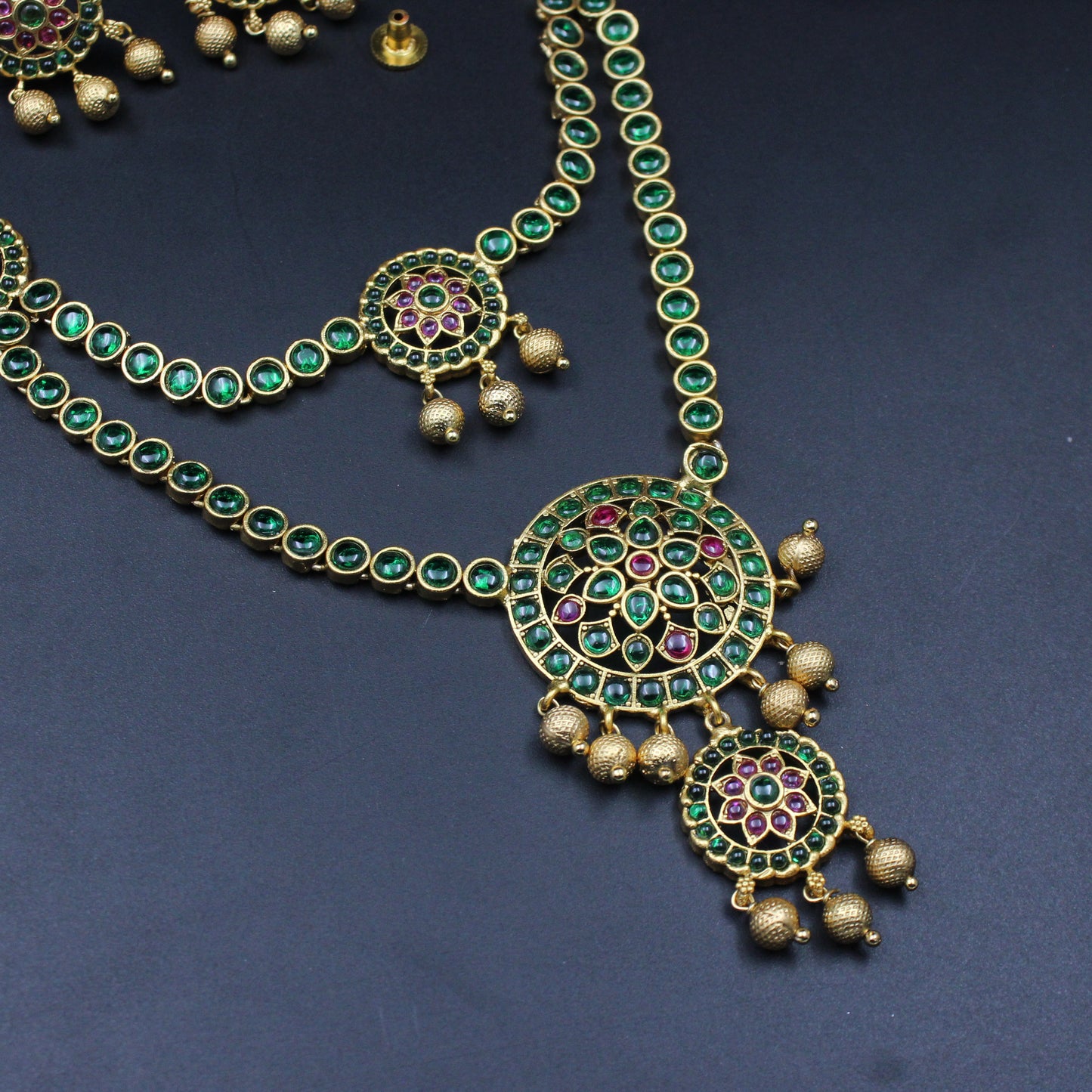 14665 Pota stone double layer gold replica with golden balls