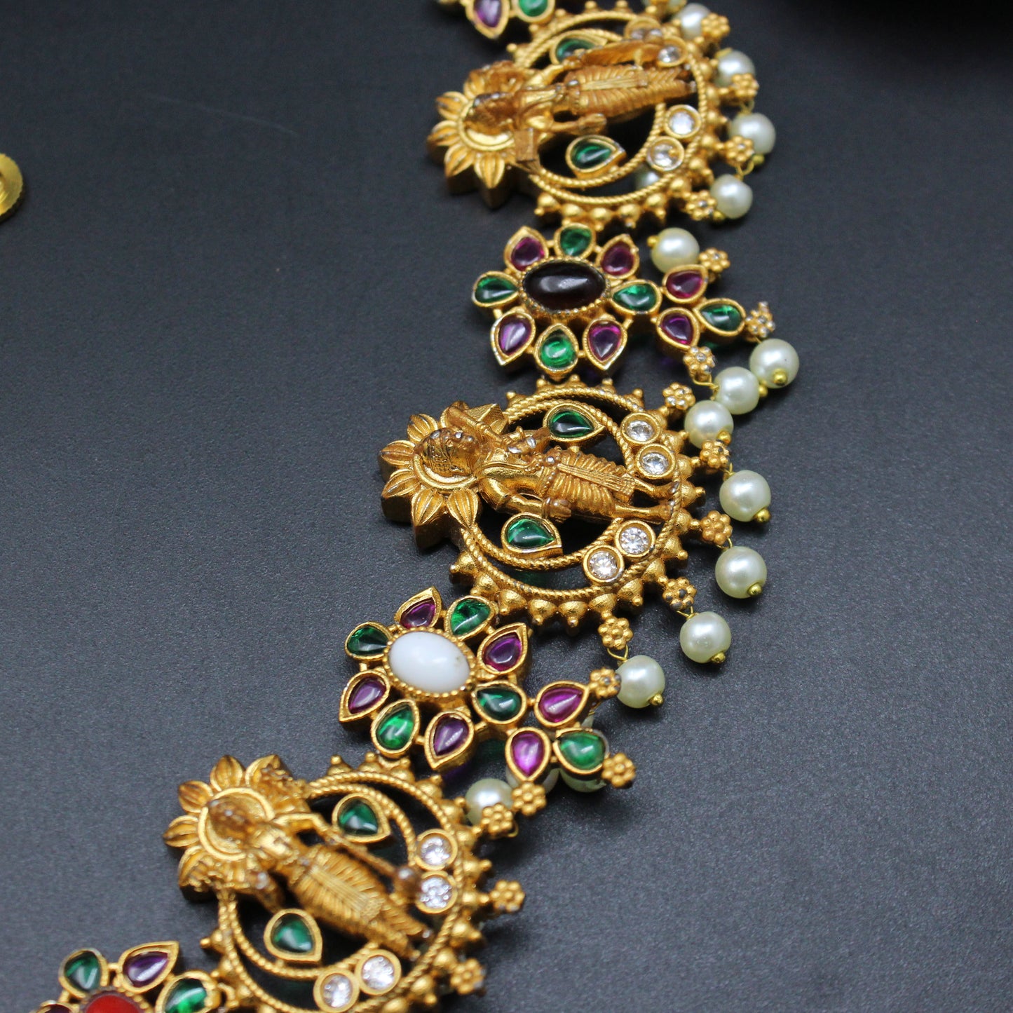 10698 Dashavatar Matte Navaratan Necklace