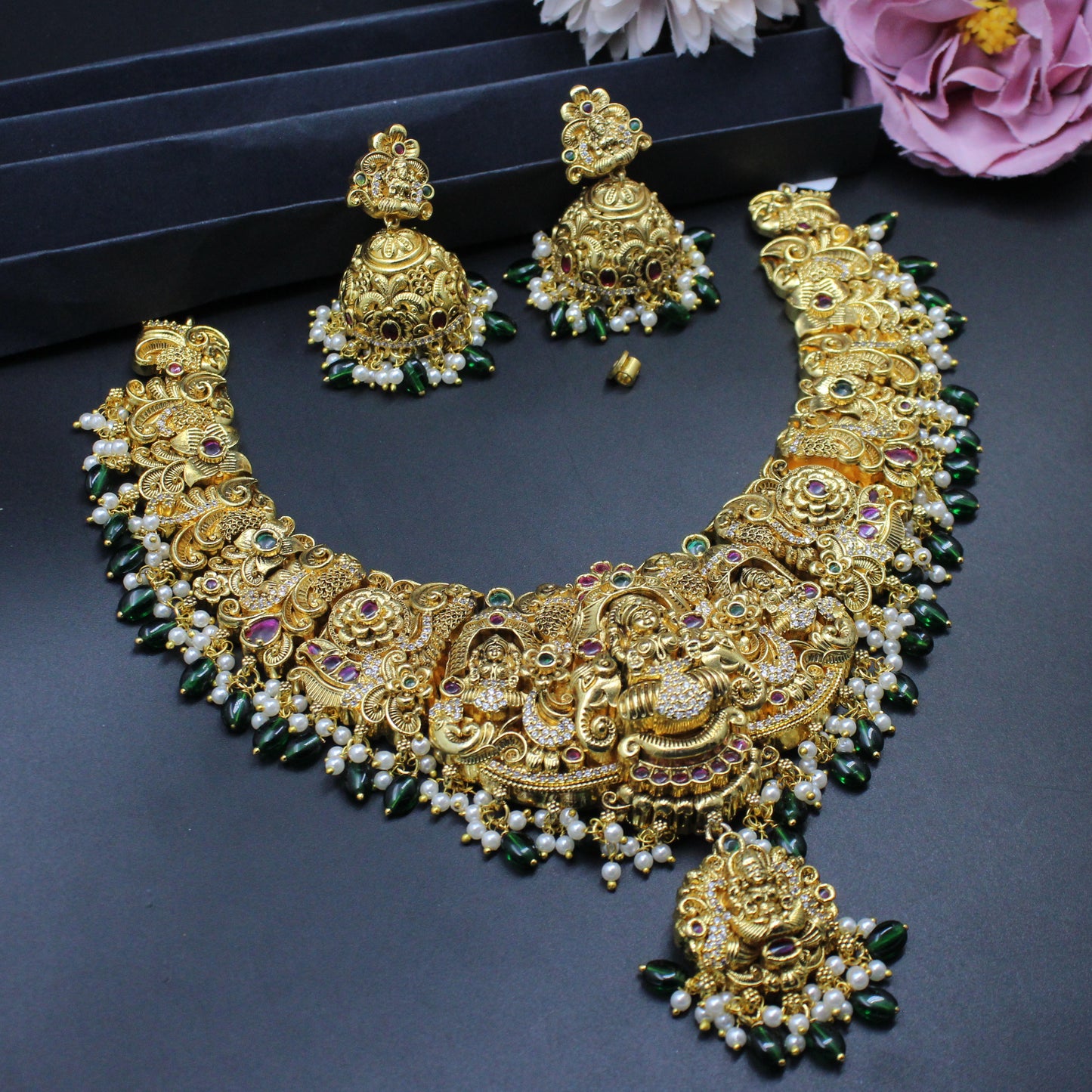 39810 Matte Laxmi Multi Necklace Set