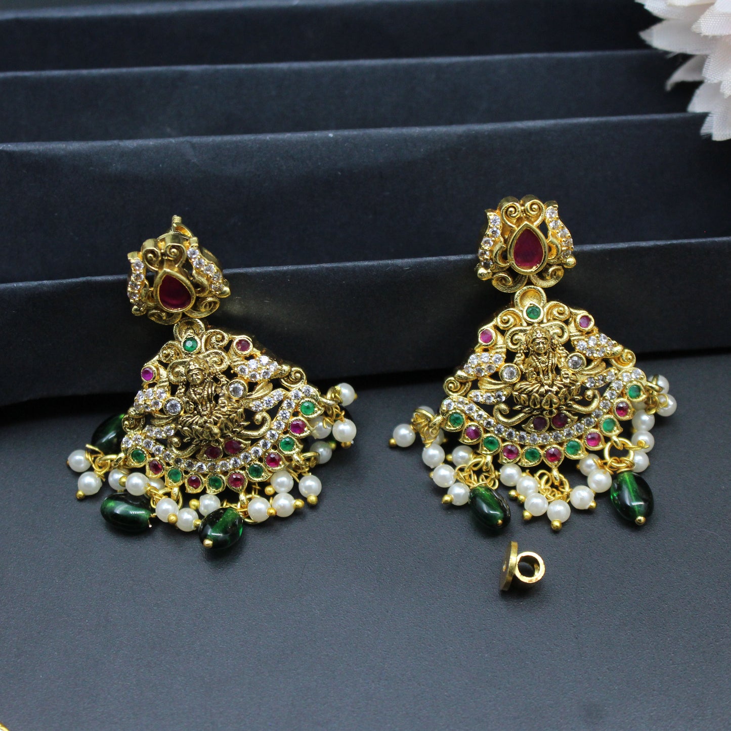39828 Matte Laxmi Peacock Multi Necklace Set Short