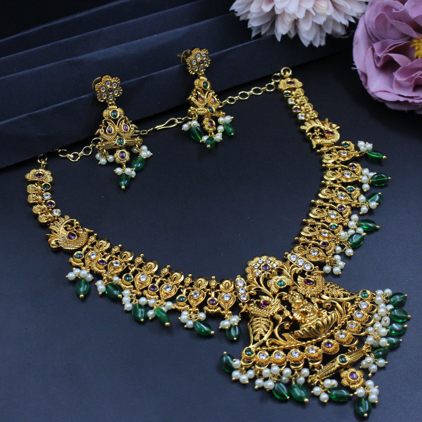 Matte Laxmi Peacock Necklace