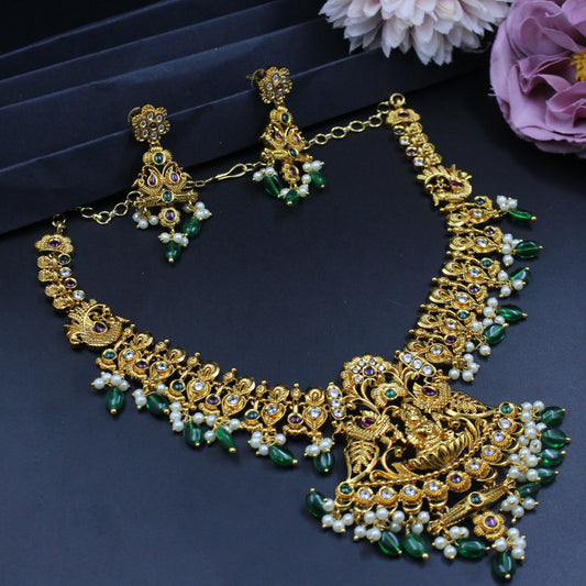 19811 Matte Laxmi Peacock Necklace