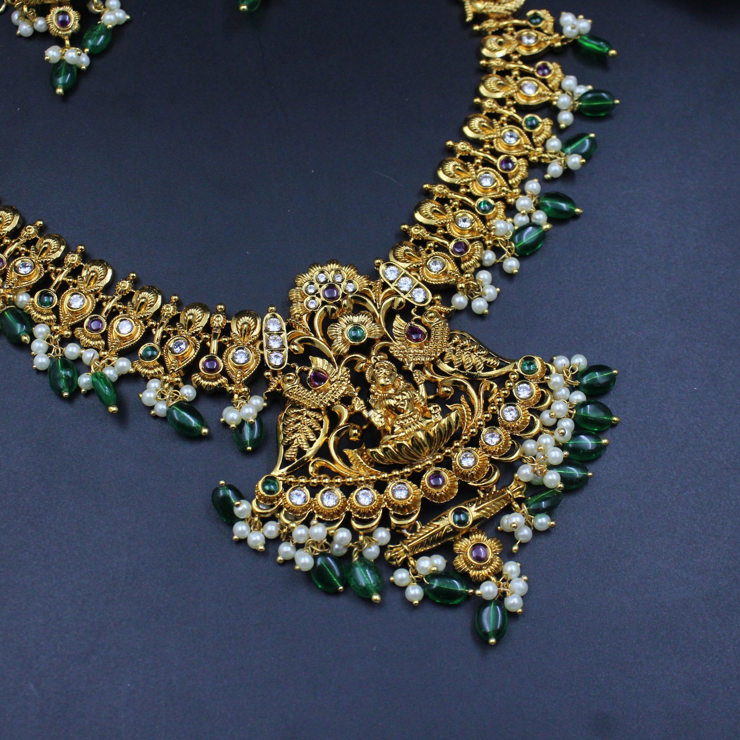 Matte Laxmi Peacock Necklace