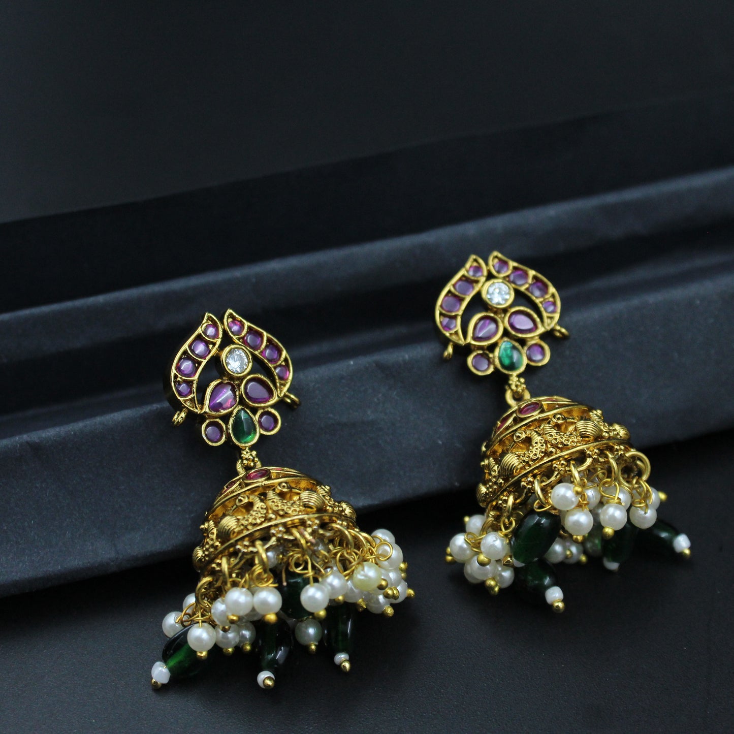 39998 Matte Lakshmi short necklace with Jhumkas