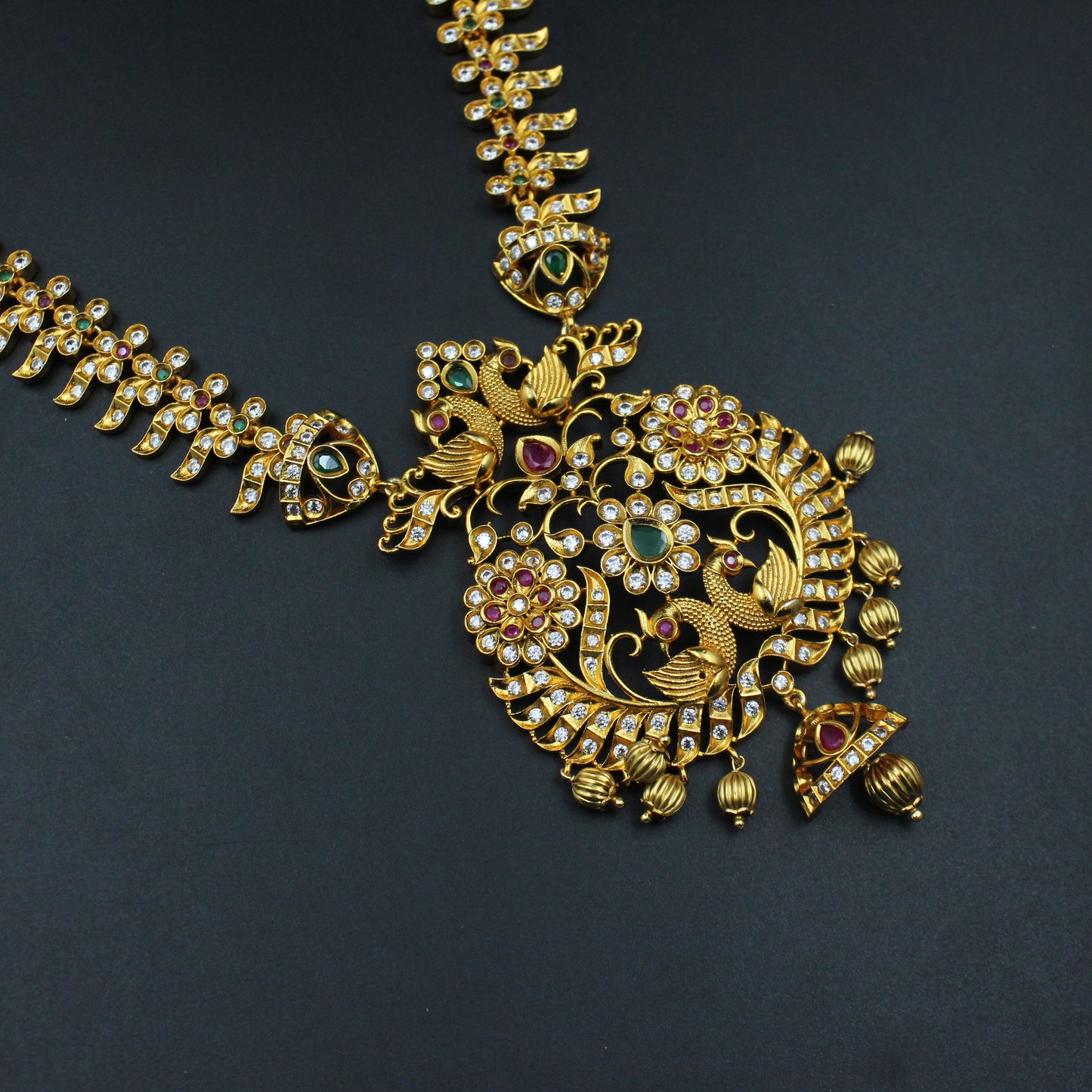 5141 Pota stone double peacock short necklace