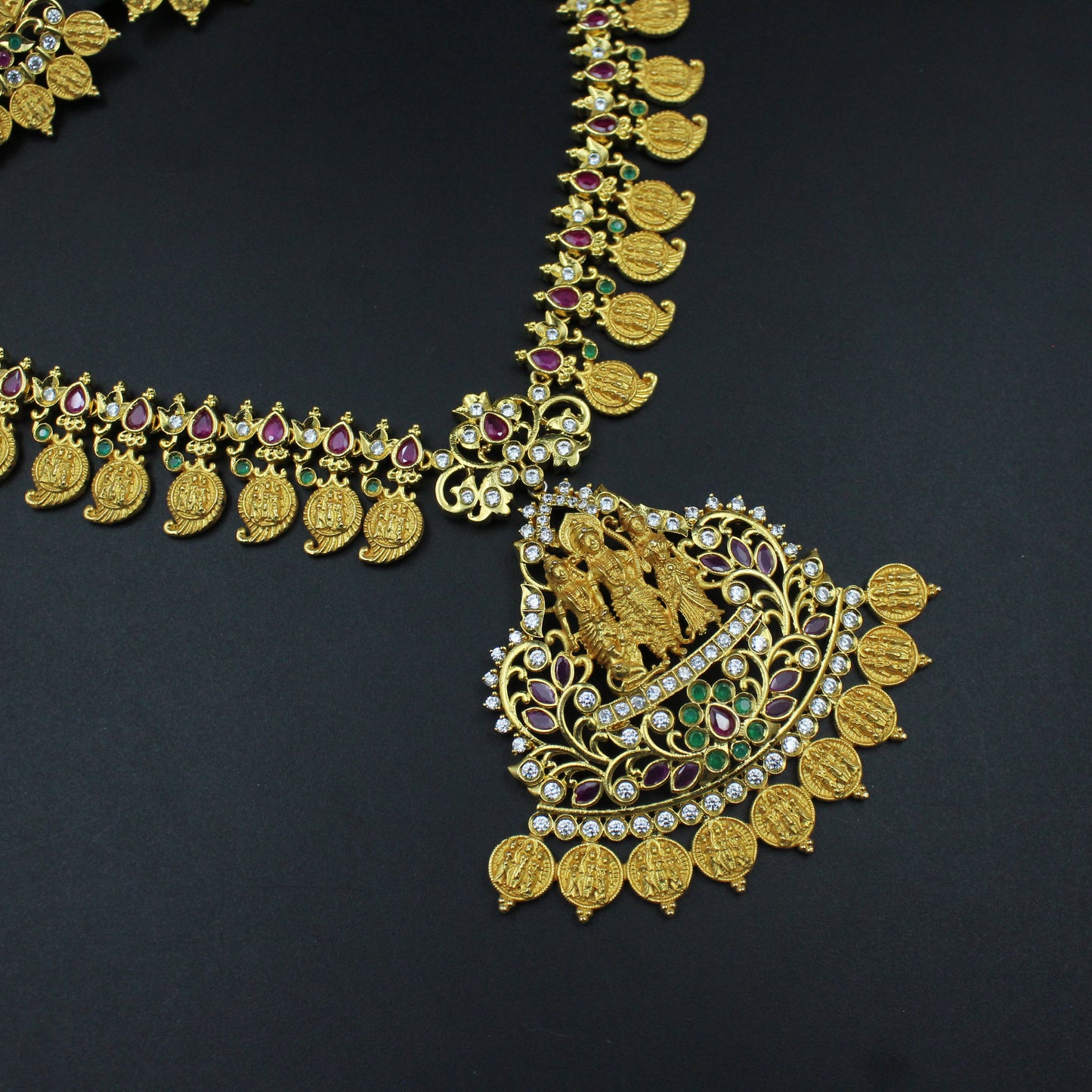 4999 Ram parivar matte finishing short necklace with earrings