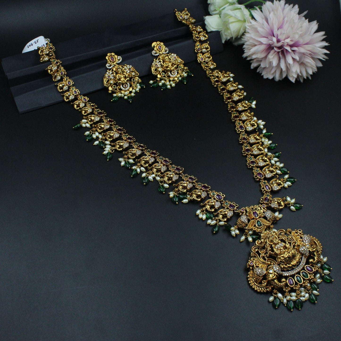 29414 Matte elephant laxmi necklace