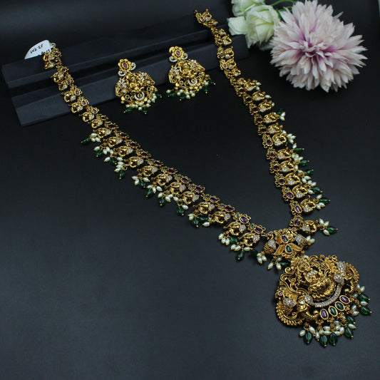 29414 Matte elephant laxmi necklace