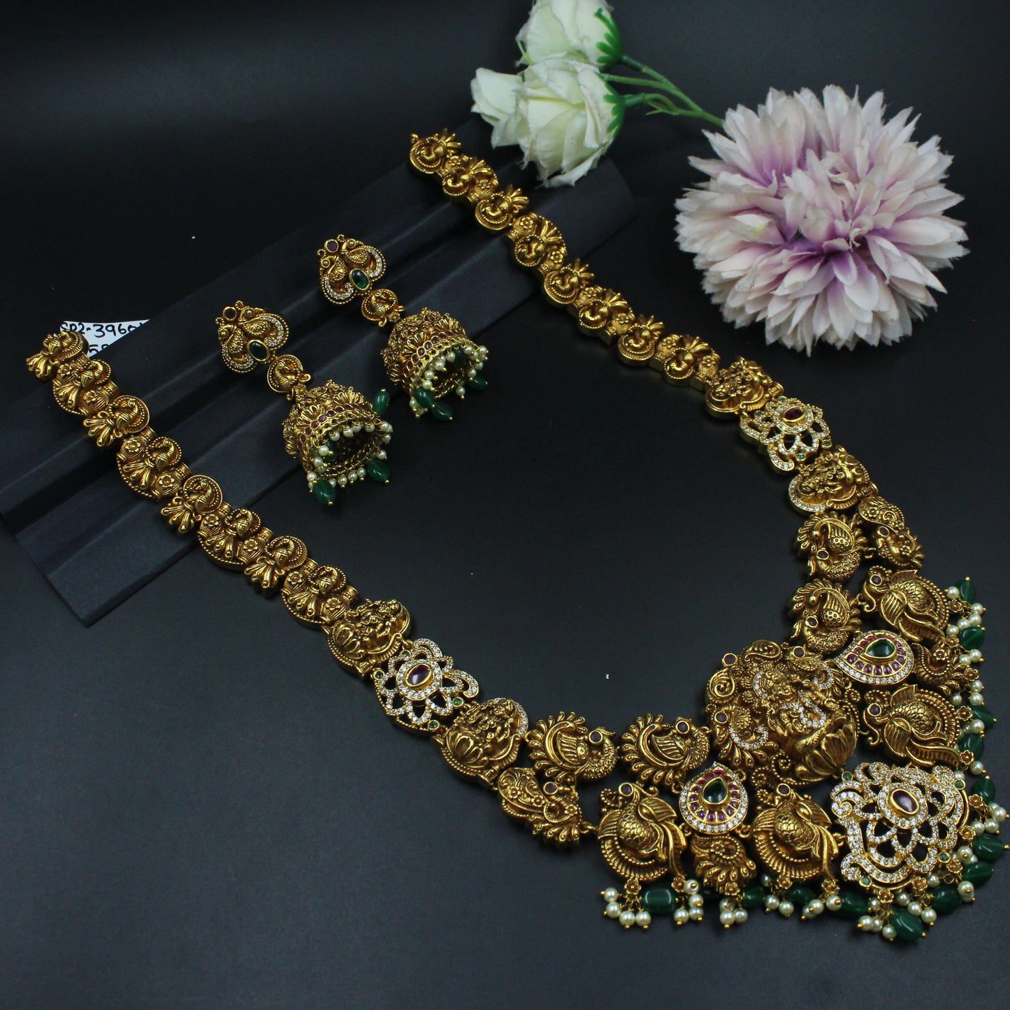 39601 Matte Laxmi Peacock Long Necklace