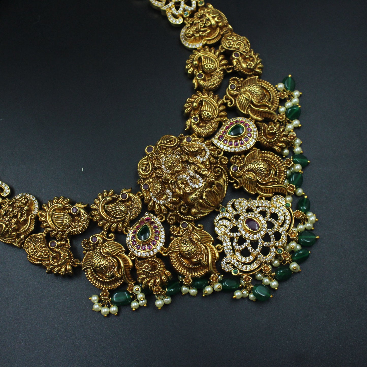 39601 Matte Laxmi Peacock Long Necklace