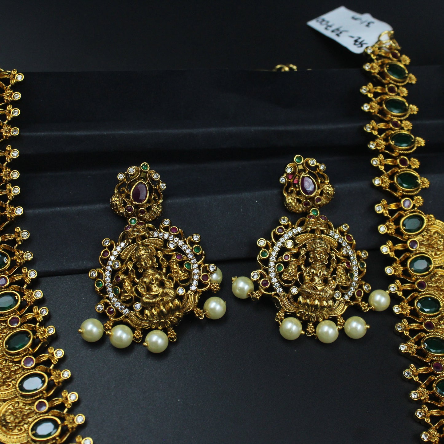 39700 Mate Kasula Haram  Long Necklace With Green Stones