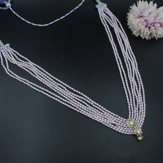 39830 - 7 Lines Sugar Beads With Pink Locket