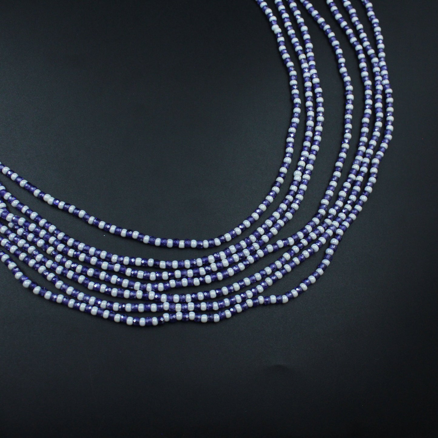 38941 - 7 Lines Sugar Beads Mala  Purple