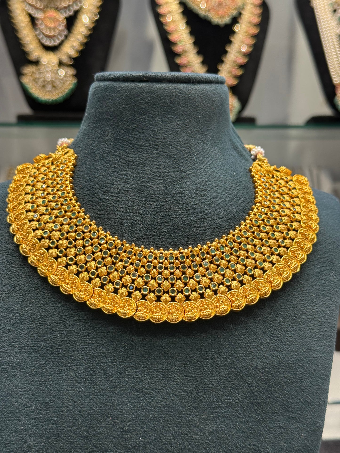 3260 green stone Nakshi choker necklace