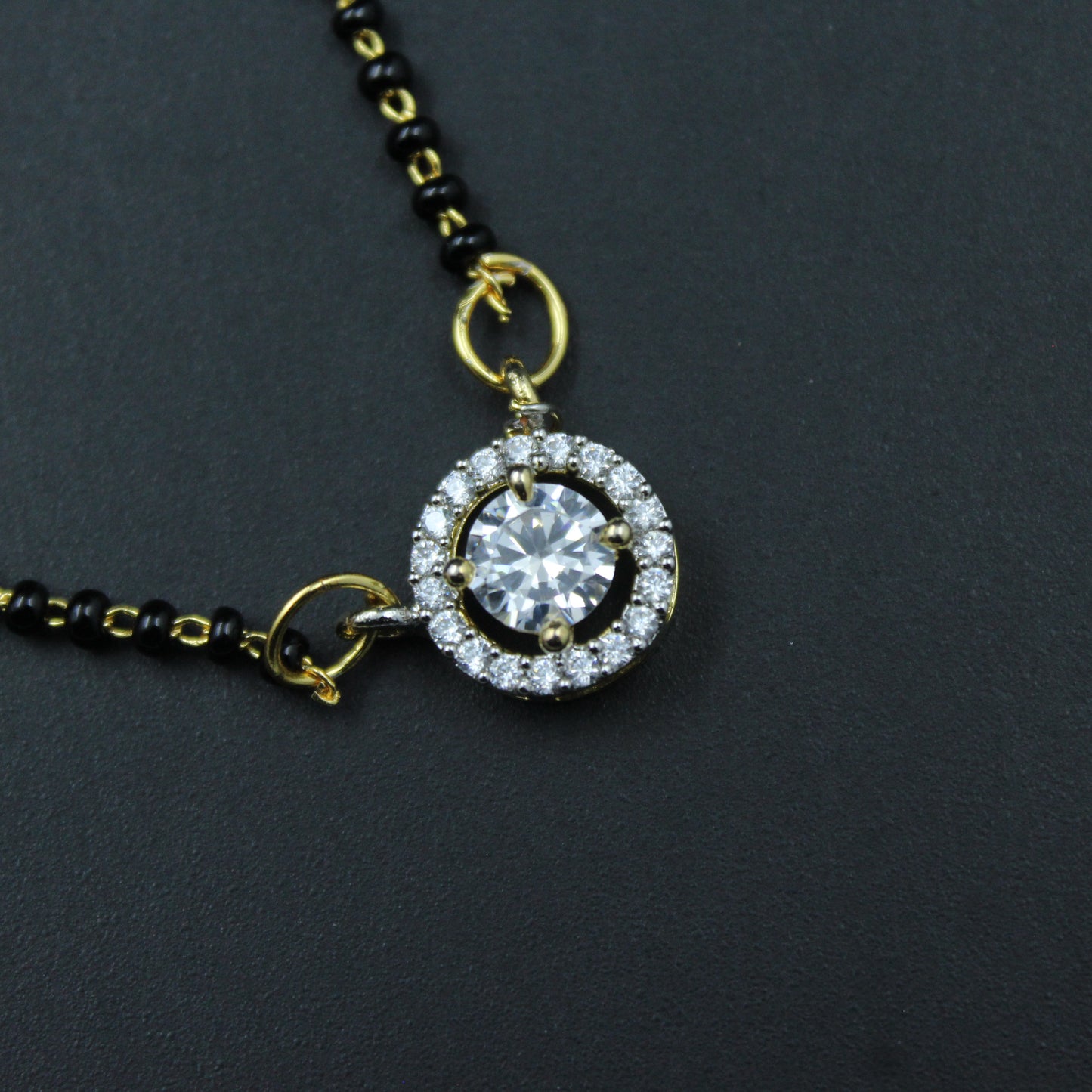 39320 GJ Round Pendent Set With Black Beads