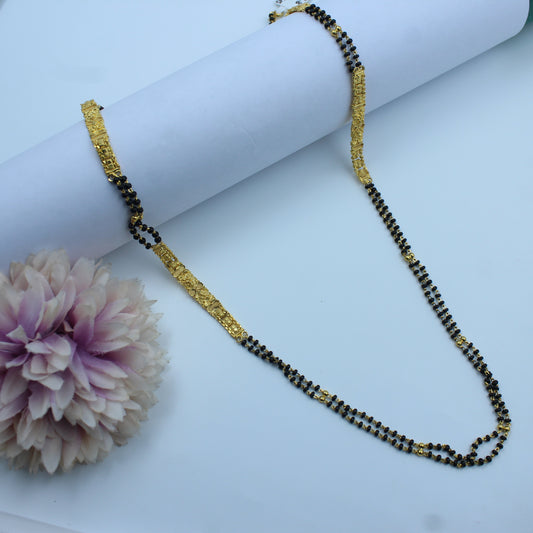 22247 Traditional Gold-Plated Black Bead Mangalsutra