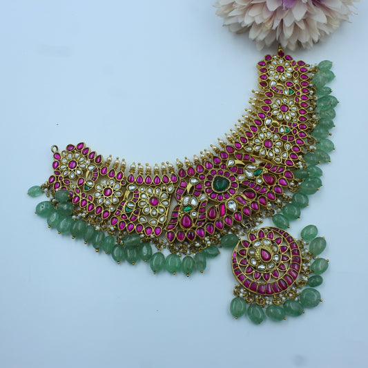 39553  Jadau Flower Necklace