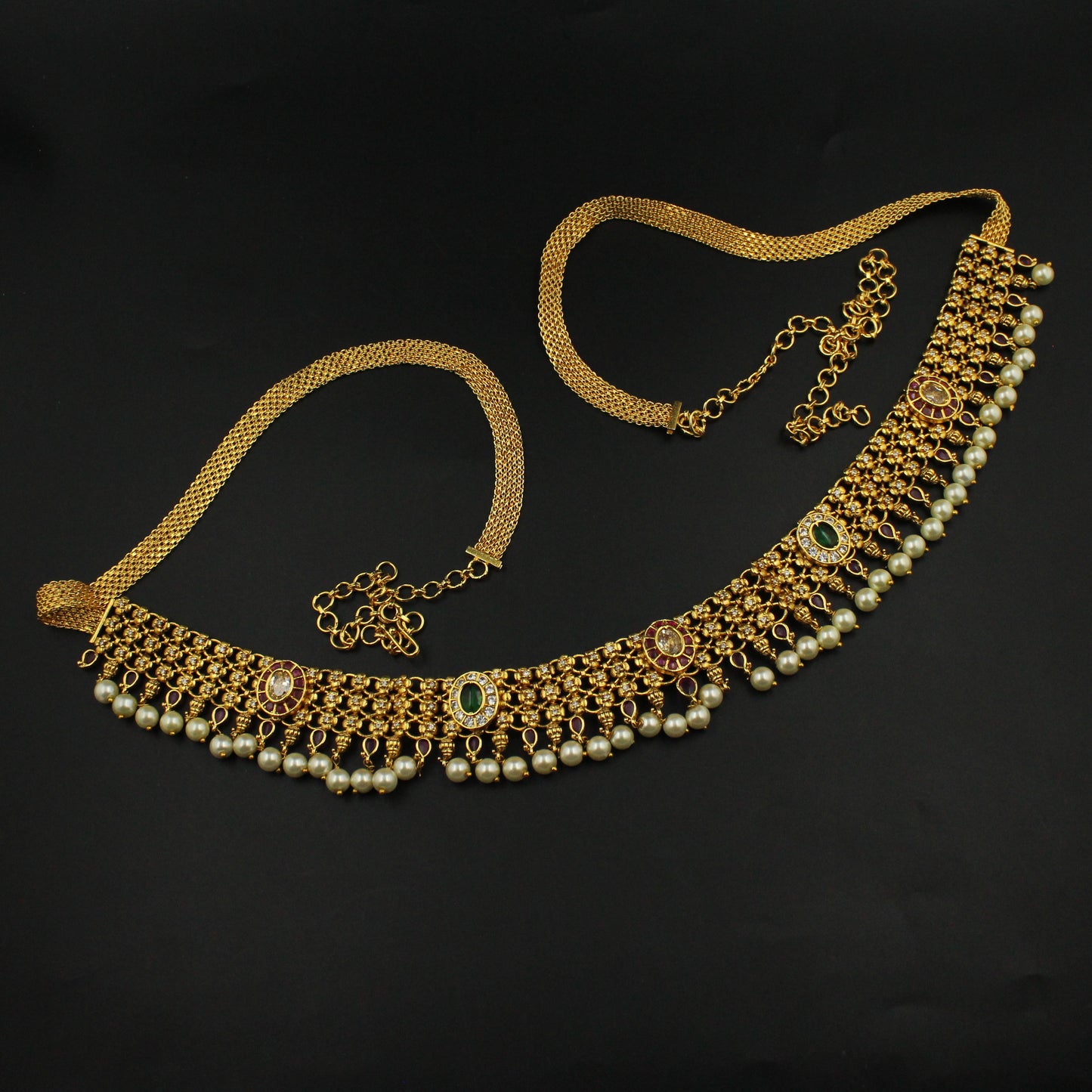 41412 Nakshi Multi Stone Chain Vaddanam - Waist Size 39-49