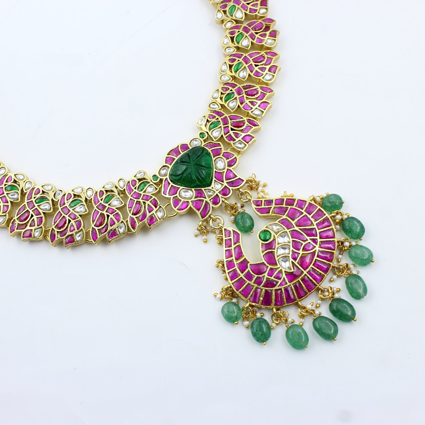 41418 Jadau Peacock Short Necklace