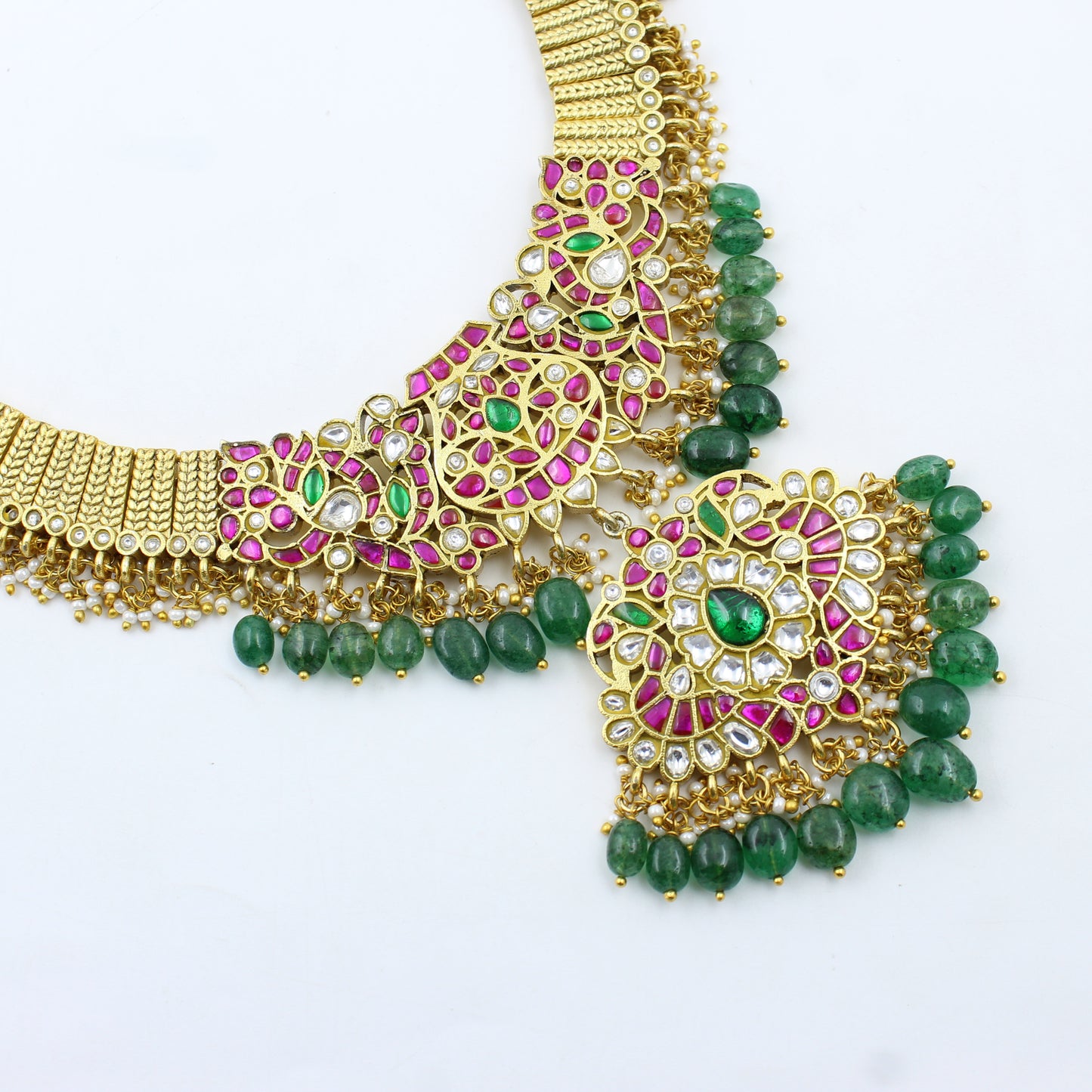 41416 Jadau Flexible Peacock Necklace