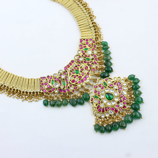 41416 Jadau Flexible Peacock Necklace